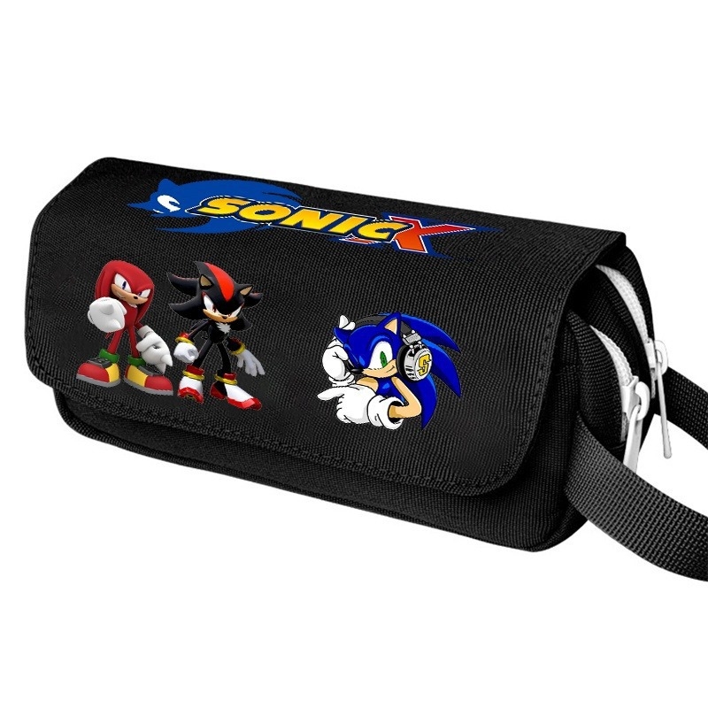Νέο Sonic τσαντάκι μολυβιού μεγάλου όγκου με διπλό επίπεδο, φορητό, για μαθητές δημοτικού και γυμνασίου