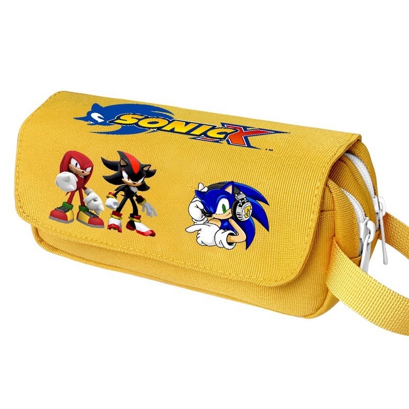Νέο Sonic τσαντάκι μολυβιού μεγάλου όγκου με διπλό επίπεδο, φορητό, για μαθητές δημοτικού και γυμνασίου