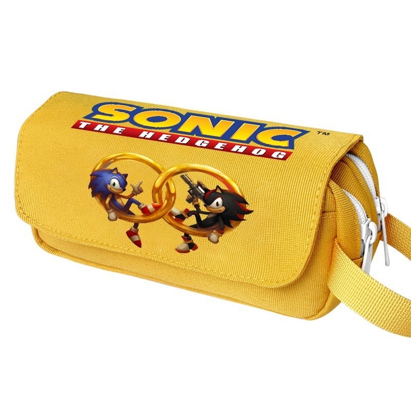 Νέο Sonic τσαντάκι μολυβιού μεγάλου όγκου με διπλό επίπεδο, φορητό, για μαθητές δημοτικού και γυμνασίου