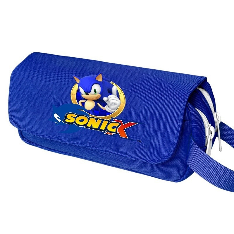 Νέο Sonic τσαντάκι μολυβιού μεγάλου όγκου με διπλό επίπεδο, φορητό, για μαθητές δημοτικού και γυμνασίου