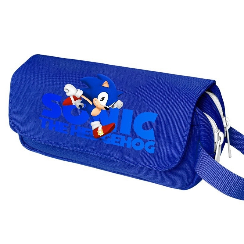Νέο Sonic τσαντάκι μολυβιού μεγάλου όγκου με διπλό επίπεδο, φορητό, για μαθητές δημοτικού και γυμνασίου