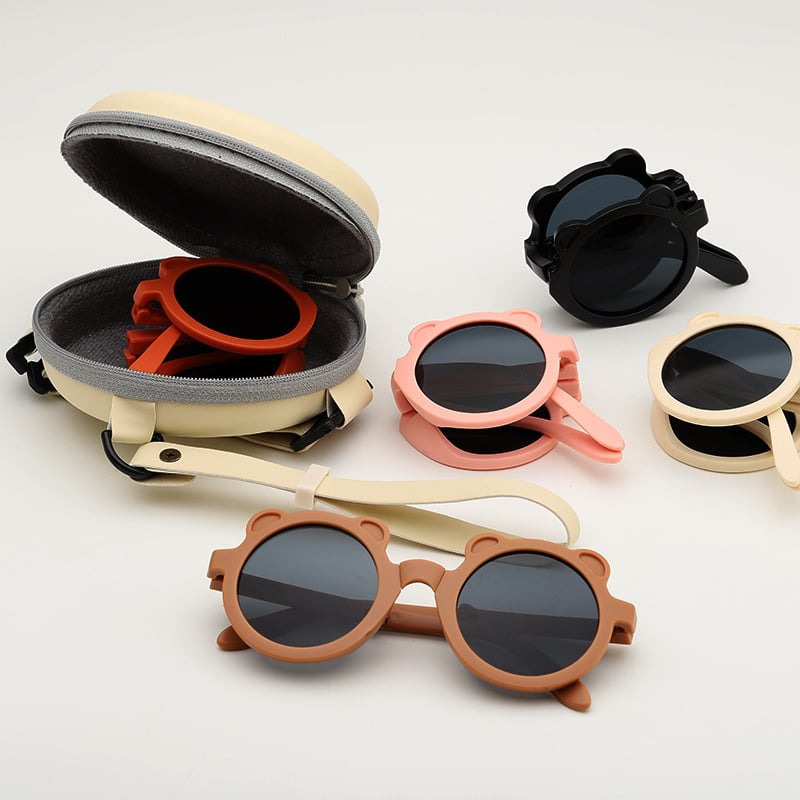 Ochelari de soare pentru copii, pliabili, UV400, ramă rotundă, unisex