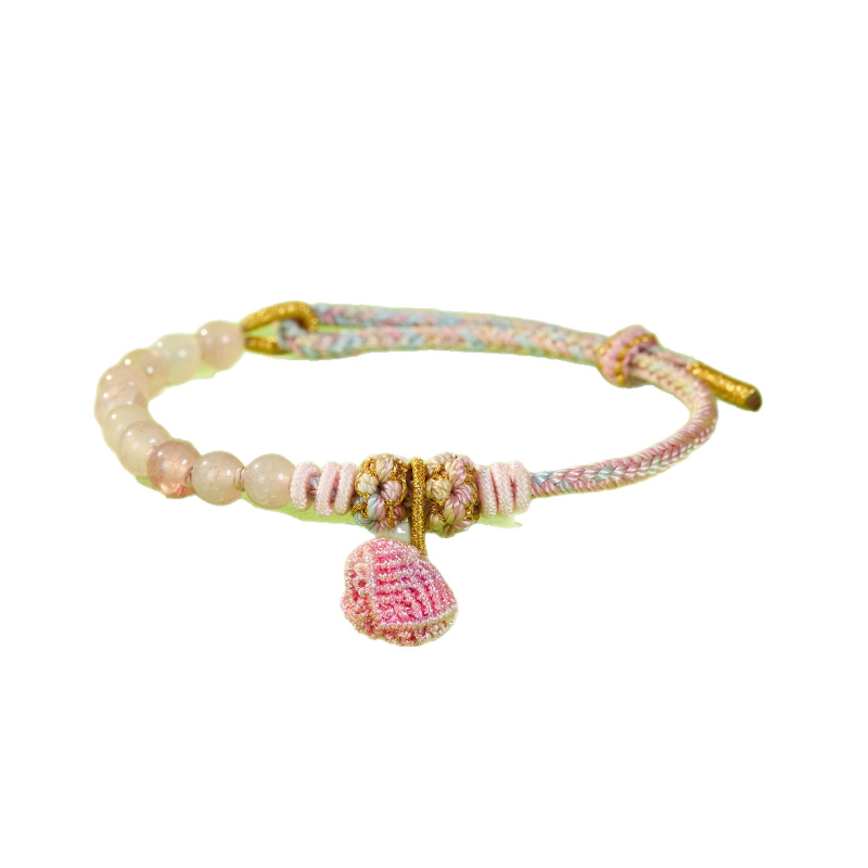 Brățări din sfoară colorată pentru copii și adulți, accesorii lucrate manual cu nod de floare de piersic