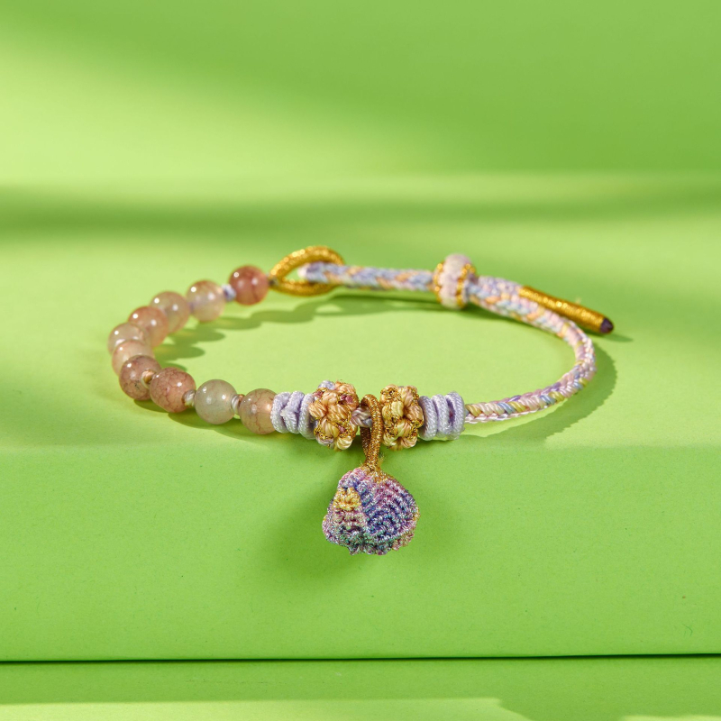 Brățări din sfoară colorată pentru copii și adulți, accesorii lucrate manual cu nod de floare de piersic
