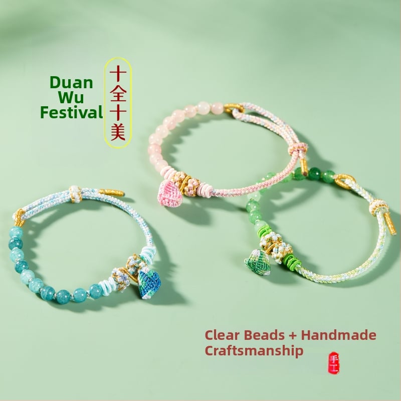 Brățară Festival Dragon Boat, șnur colorat țesut manual, unisex, stil etnic, nod cu floare de piersic, peach blossom knot