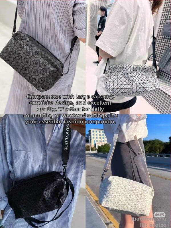 Geantă pentru cameră din silicon, cu model romb geometric – unisex, curea de umăr, formă mică pătrată.