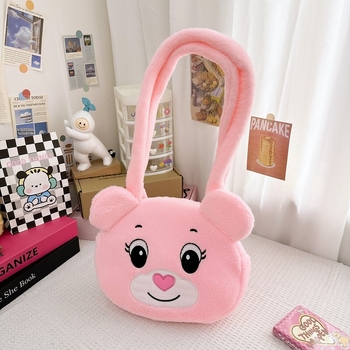 Geantă crossbody pluș cu Kuromi, velur, formă rotundă, drăguță, 2024