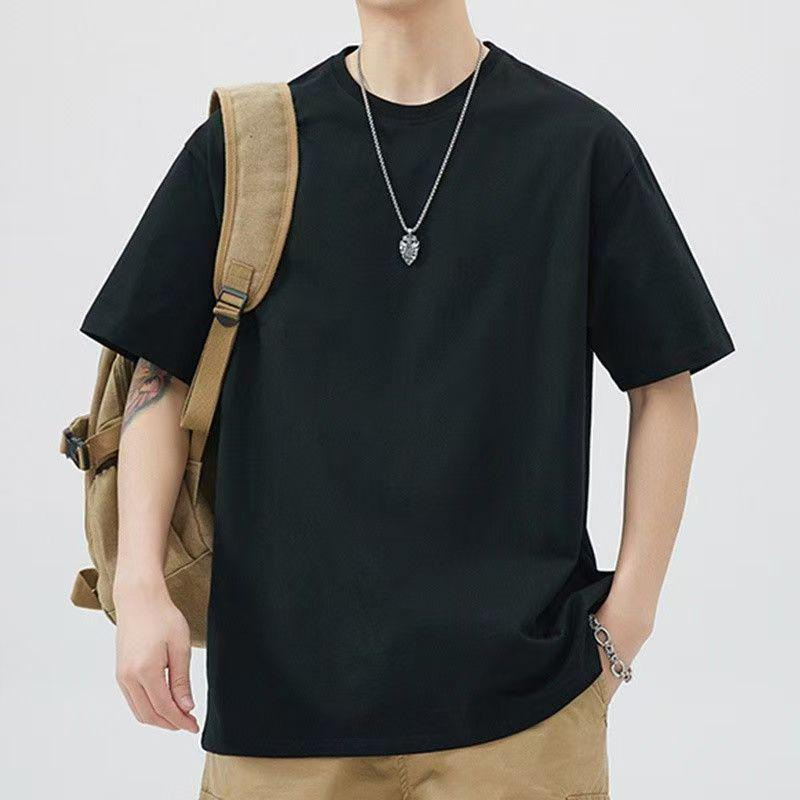 Μονόχρωμο βαμβακερό T‑shirt με στρογυλό λαιμό, μοντέρνα άνετη εφαρμογή, απλός σχεδιασμός, unisex, κοντό μανίκι