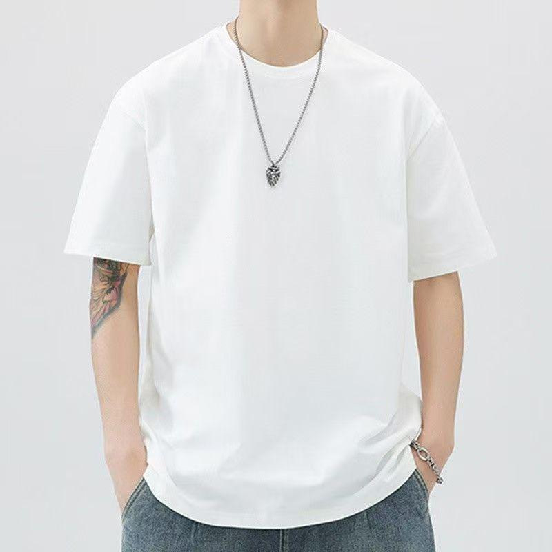 Μονόχρωμο βαμβακερό T‑shirt με στρογυλό λαιμό, μοντέρνα άνετη εφαρμογή, απλός σχεδιασμός, unisex, κοντό μανίκι