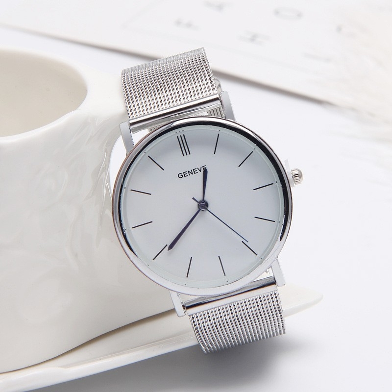 Ανδρικό ρολόι Quartz με λουράκι από κράμα Γενεύης, πλέγμα, κομψό επιχειρηματικό στυλ
