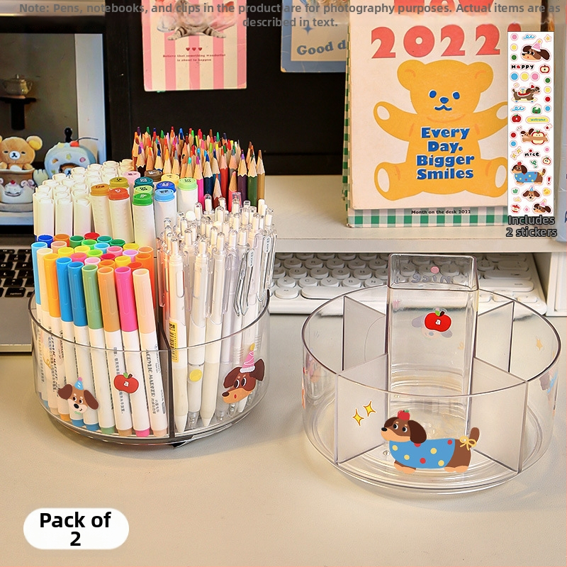 Veľkokapacitný otočný držiak na perá o 360° na fixky a farebné perá, úložný priestor na stôl, detské štetce, dievčenský stolný držiak na perá