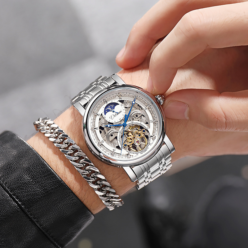 Ceas automat mecanic Black Samurai cu tourbillon, rezistent la apă 30 m, ceas bărbătesc de afaceri