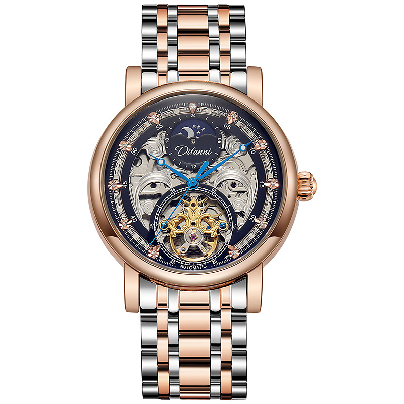 Ceas automat mecanic Black Samurai cu tourbillon, rezistent la apă 30 m, ceas bărbătesc de afaceri