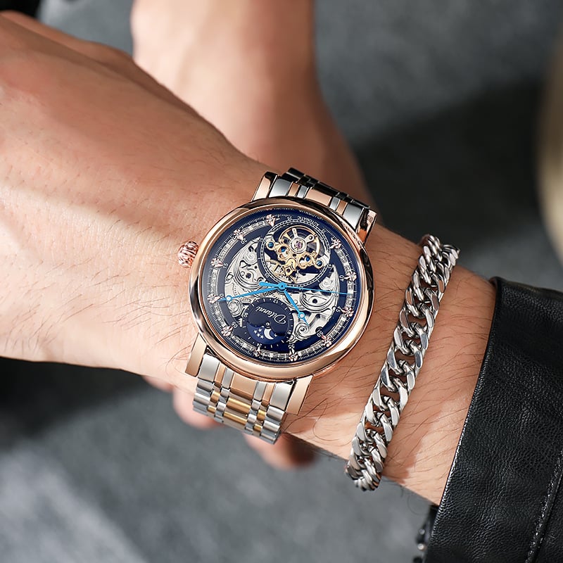Ceas automat mecanic Black Samurai cu tourbillon, rezistent la apă 30 m, ceas bărbătesc de afaceri
