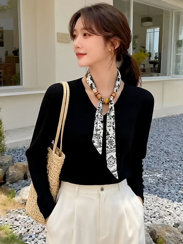 Šal-ogrlica s točkicama i perlicama za žene, jedinstven dizajn, podesivi tekstilni ogrlica-šal, šal za vrat, dodaci za pulover
