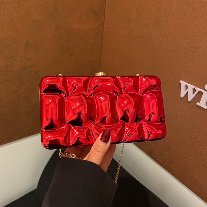 Međunarodna večernja clutch torba od acrila s dijamantnim uzorkom, europsko-američki stil, torba preko ramena s lancem, kutijast oblik