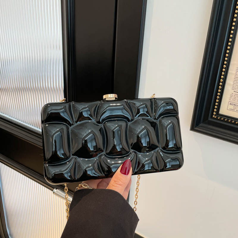 Međunarodna večernja clutch torba od acrila s dijamantnim uzorkom, europsko-američki stil, torba preko ramena s lancem, kutijast oblik