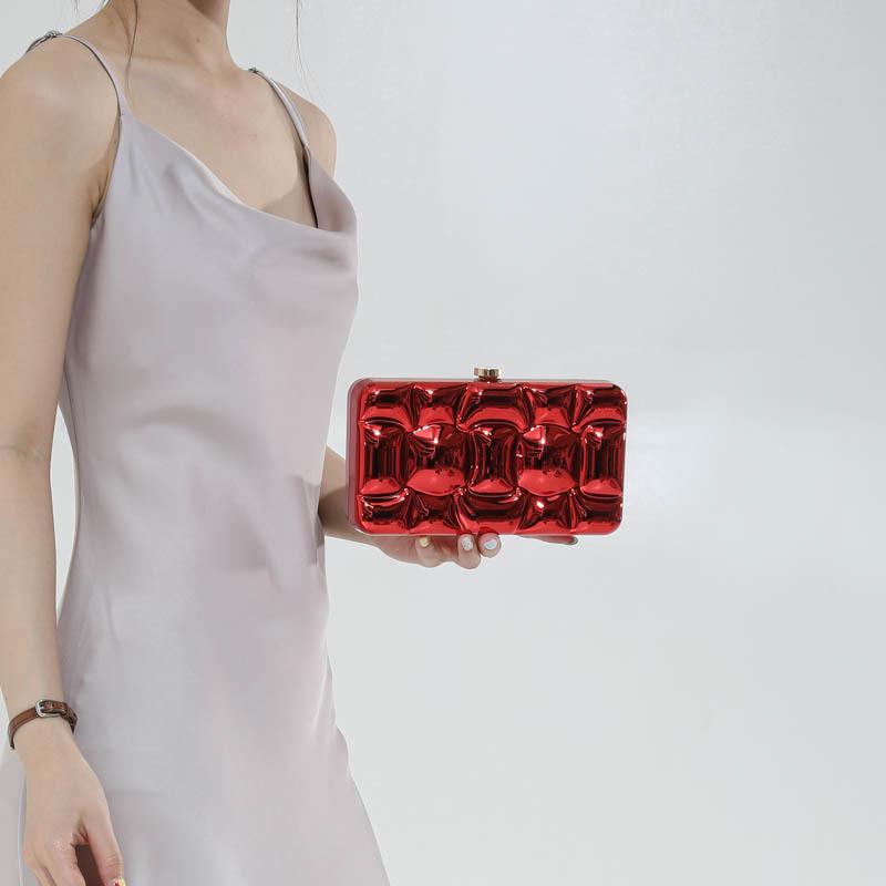 Međunarodna večernja clutch torba od acrila s dijamantnim uzorkom, europsko-američki stil, torba preko ramena s lancem, kutijast oblik