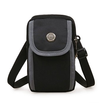 Geantă crossbody din nylon, multifuncțională pentru exterior și utilizare zilnică, unisex, stil street minimalist, formă compactă vertical pătrată, buzunar pentru telefon și fermoar interior.