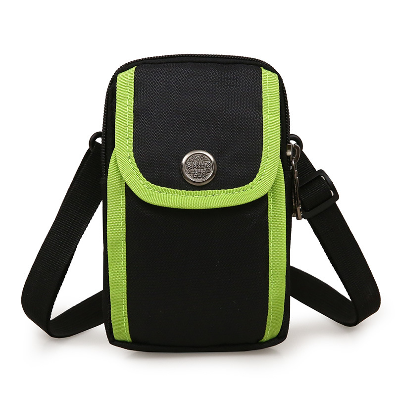 Geantă crossbody din nylon, multifuncțională pentru exterior și utilizare zilnică, unisex, stil street minimalist, formă compactă vertical pătrată, buzunar pentru telefon și fermoar interior.