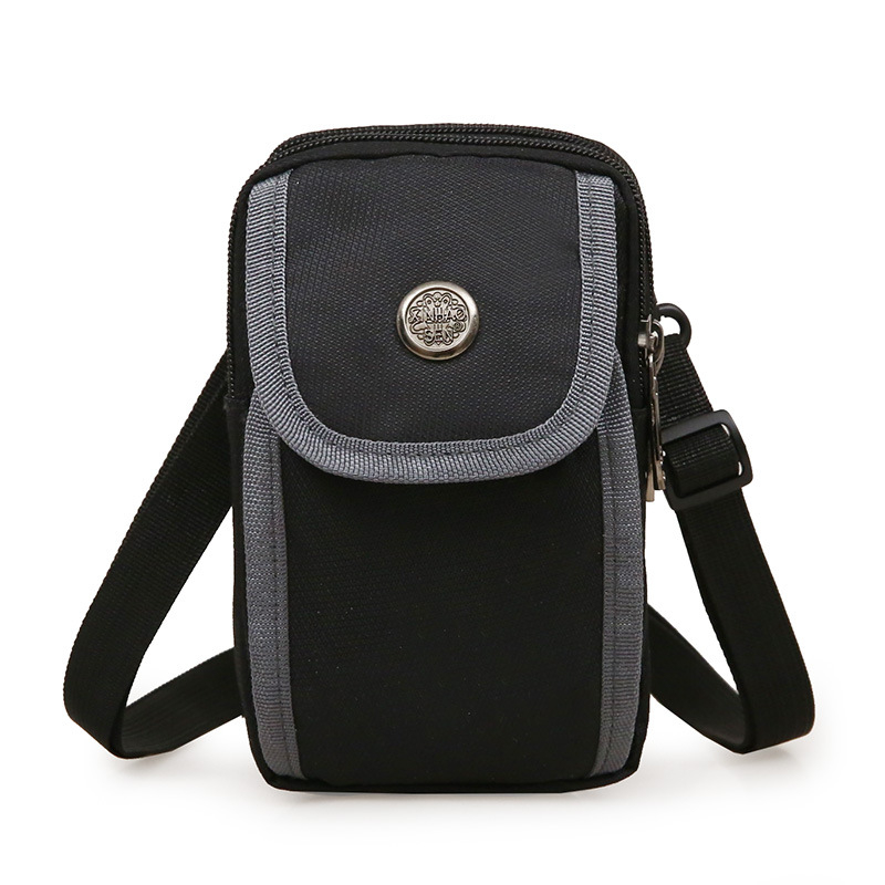 Geantă crossbody din nylon, multifuncțională pentru exterior și utilizare zilnică, unisex, stil street minimalist, formă compactă vertical pătrată, buzunar pentru telefon și fermoar interior.