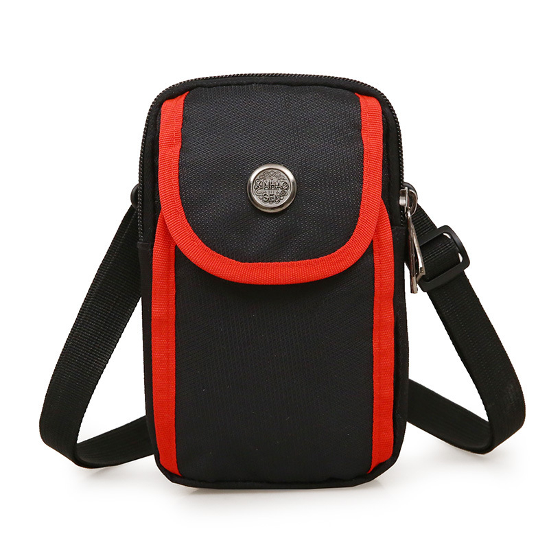 Geantă crossbody din nylon, multifuncțională pentru exterior și utilizare zilnică, unisex, stil street minimalist, formă compactă vertical pătrată, buzunar pentru telefon și fermoar interior.