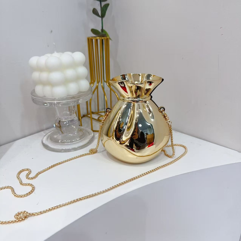 Ακρυλική τσάντα clutch για βραδινή έξοδο με γυαλιστικό χρυσό πορτοφόλι για κέρματα