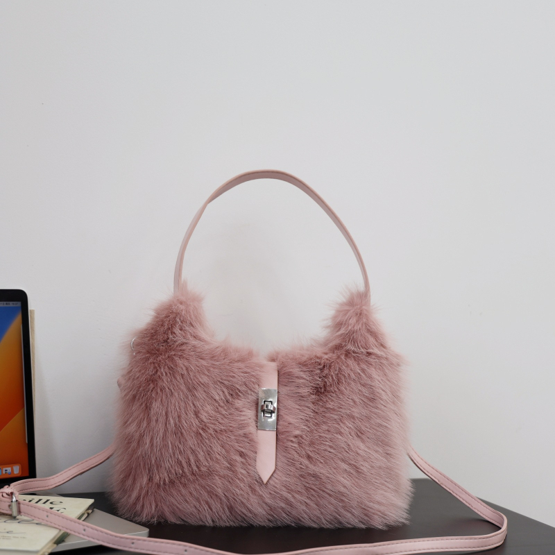 Geantă crossbody din pluș pentru telefon, toamnă-iarna 2025, culoare macarons, nasturi drăguți, formă orizontală pătrată