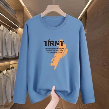 Ανδρικό μακρυμάνικο T-shirt με στρογγυλό λαιμό, φθινοπωρινή συλλογή, ρούχο βάσης