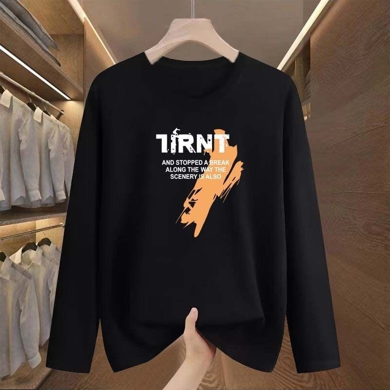 Ανδρικό μακρυμάνικο T-shirt με στρογγυλό λαιμό, φθινοπωρινή συλλογή, ρούχο βάσης