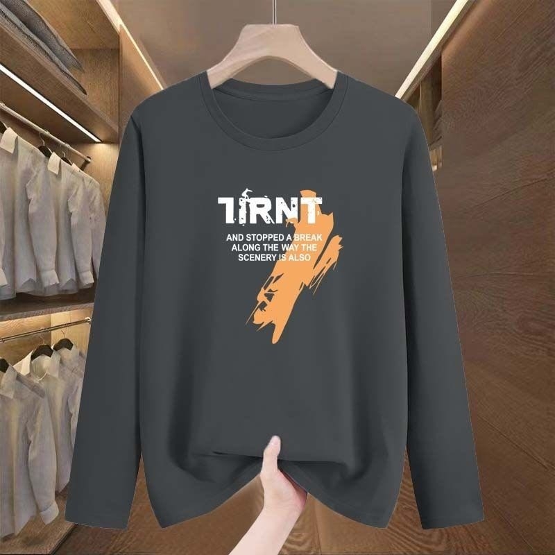 Ανδρικό μακρυμάνικο T-shirt με στρογγυλό λαιμό, φθινοπωρινή συλλογή, ρούχο βάσης
