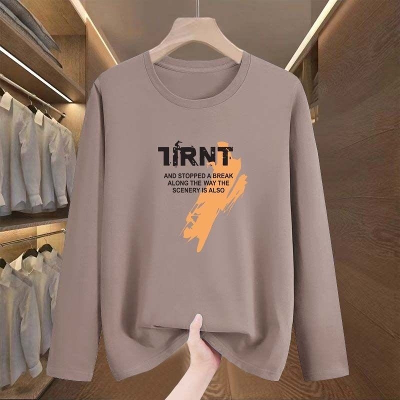 Ανδρικό μακρυμάνικο T-shirt με στρογγυλό λαιμό, φθινοπωρινή συλλογή, ρούχο βάσης
