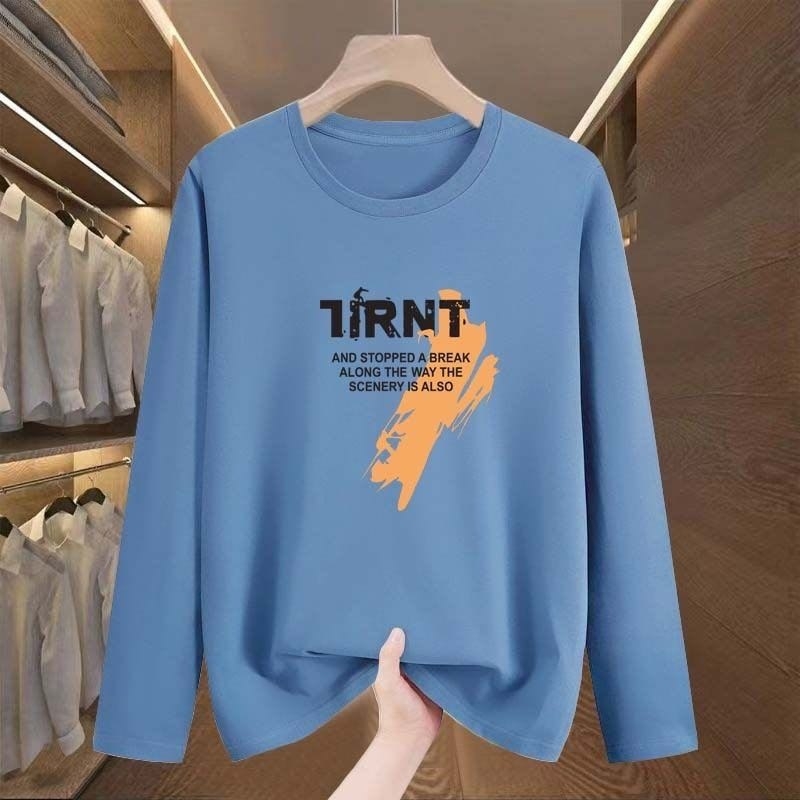 Ανδρικό μακρυμάνικο T-shirt με στρογγυλό λαιμό, φθινοπωρινή συλλογή, ρούχο βάσης