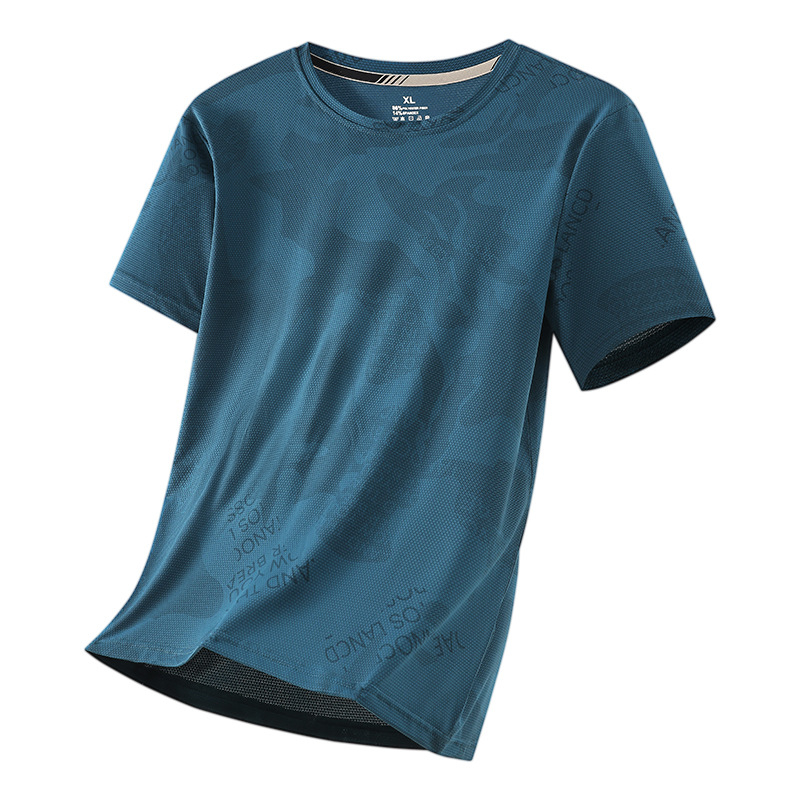 Ανδρικό Ice Silk κοντομάνικο T‑shirt για καλοκαίρι, λεπτό, γρήγορο στέγνωμα, δίκτυωτο ύφασμα, άνετη χαλαρή εφαρμογή