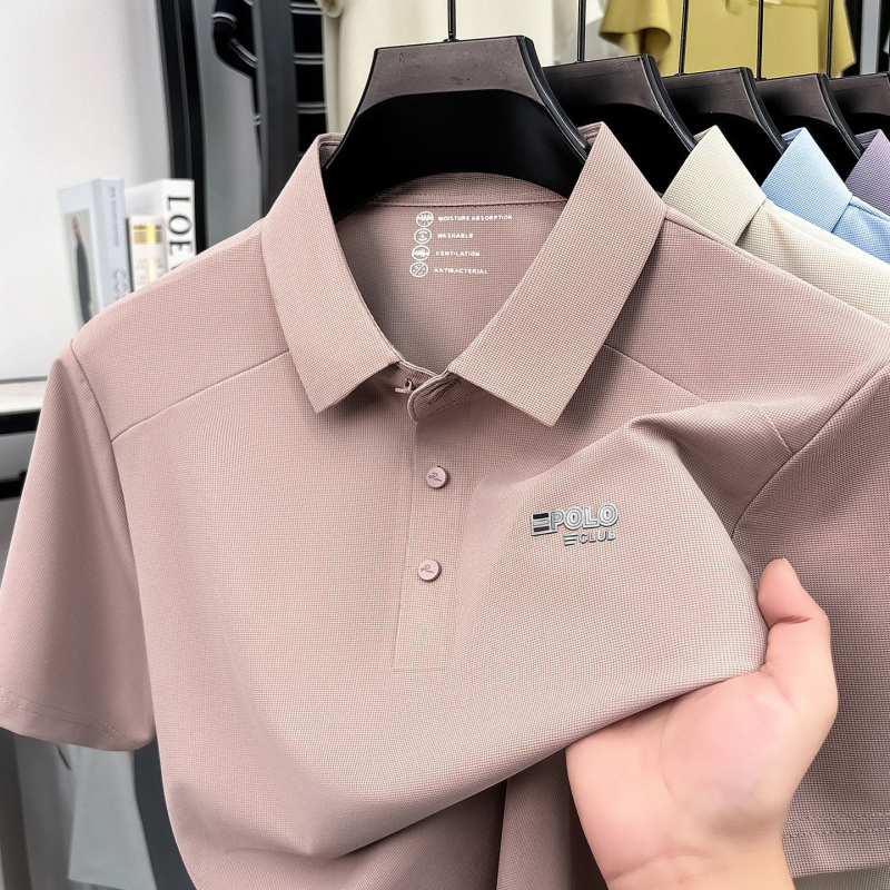 Muški polo s kratkim rukavima, s reverom i kopčama, casual ljetnog stila, logo ispis