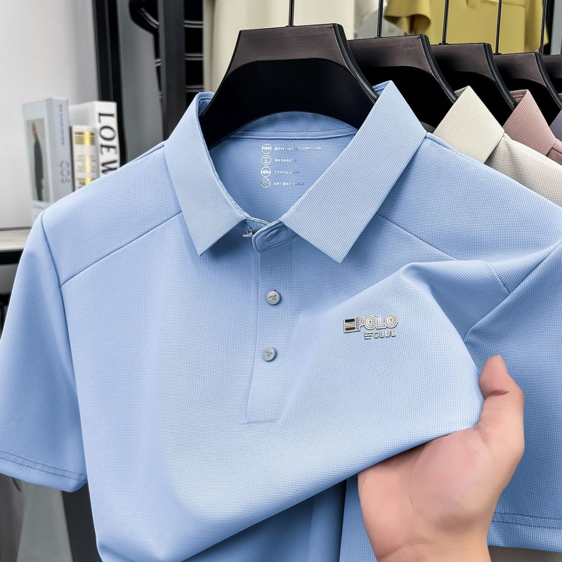 Muški polo s kratkim rukavima, s reverom i kopčama, casual ljetnog stila, logo ispis