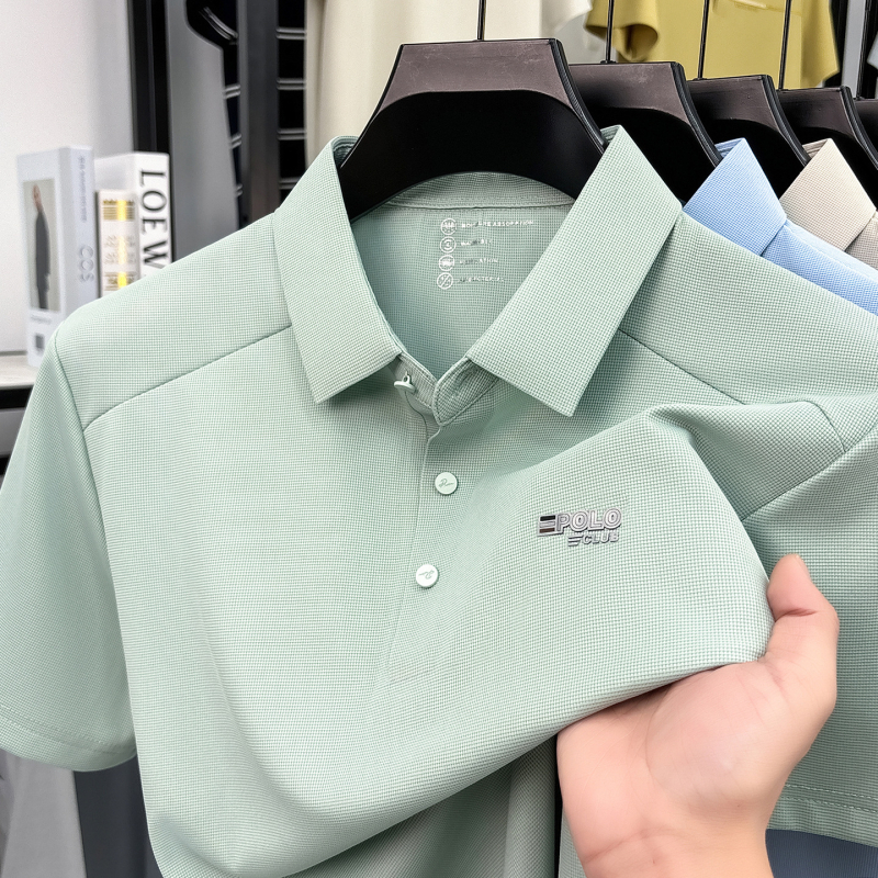 Muški polo s kratkim rukavima, s reverom i kopčama, casual ljetnog stila, logo ispis