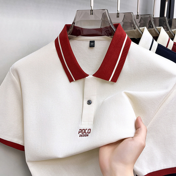 Muška polo majica od 100% pamuka s printom slova, kratkih rukava, 2026 nova linija s logom u blok boja