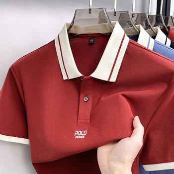 Muška polo majica od 100% pamuka s printom slova, kratkih rukava, 2026 nova linija s logom u blok boja