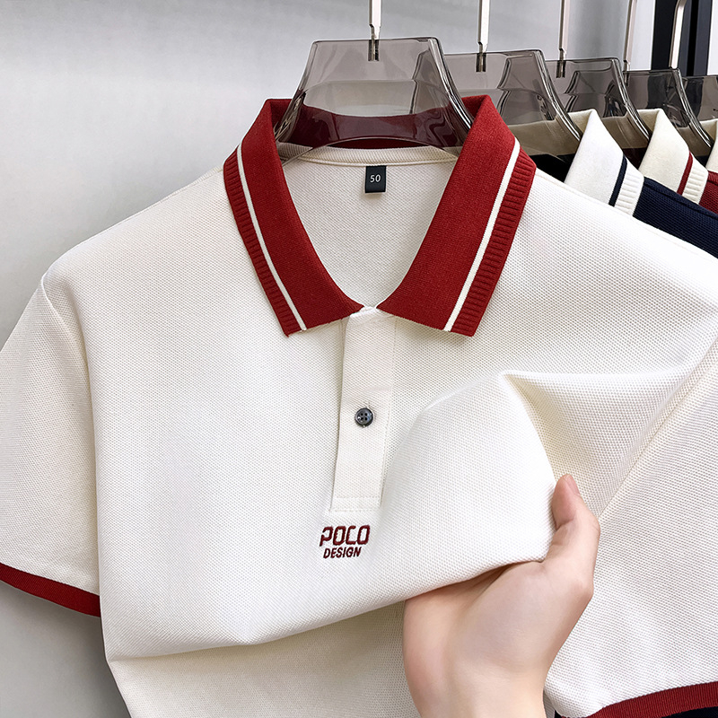 Muška polo majica od 100% pamuka s printom slova, kratkih rukava, 2026 nova linija s logom u blok boja