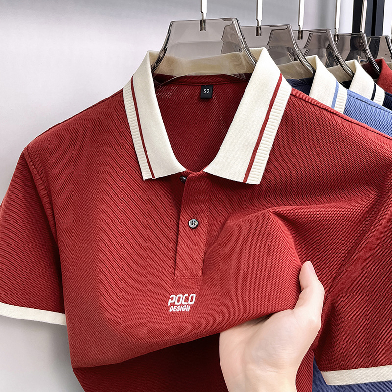 Muška polo majica od 100% pamuka s printom slova, kratkih rukava, 2026 nova linija s logom u blok boja
