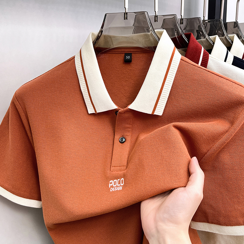 Muška polo majica od 100% pamuka s printom slova, kratkih rukava, 2026 nova linija s logom u blok boja