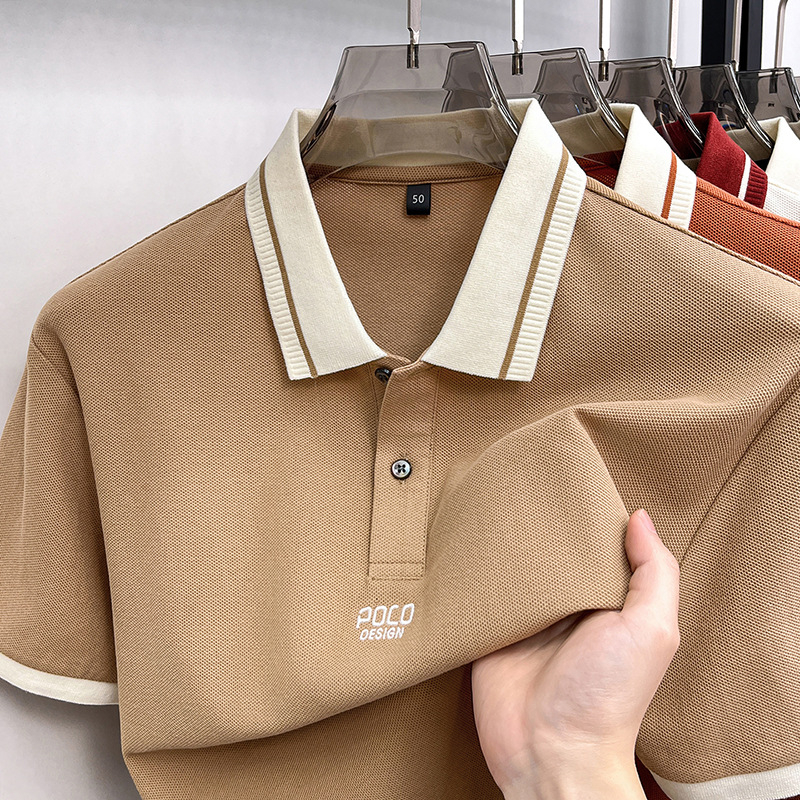 Muška polo majica od 100% pamuka s printom slova, kratkih rukava, 2026 nova linija s logom u blok boja