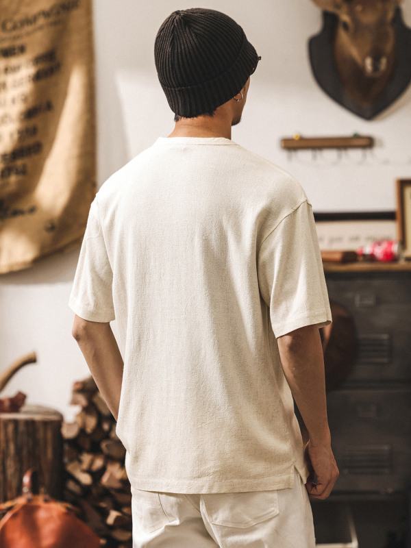 Muška polo majica s Henley ovratnikom od lana, američki retro stil, ljeto 2026