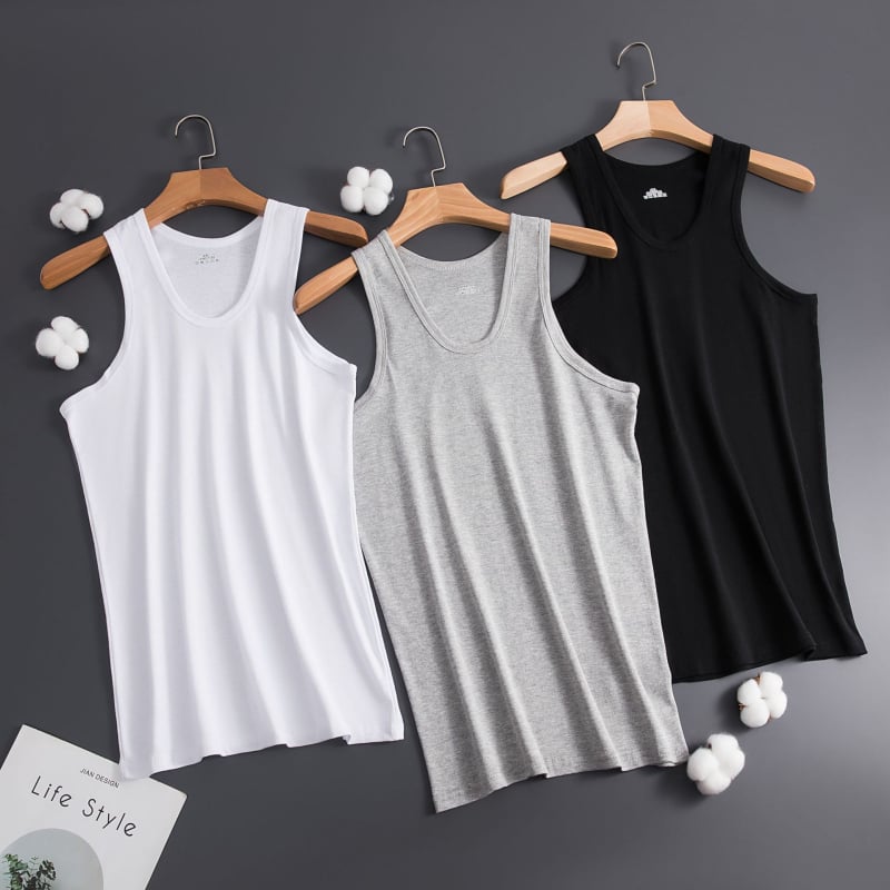 Maieu bărbătesc din bumbac cu țesătură rib, croială slim-fit, sport, culoare solidă, mărimea 4XL
