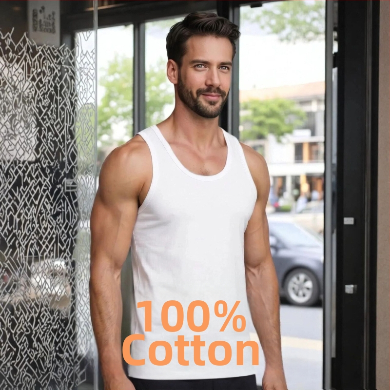 Maieu bărbătesc din bumbac cu țesătură rib, croială slim-fit, sport, culoare solidă, mărimea 4XL