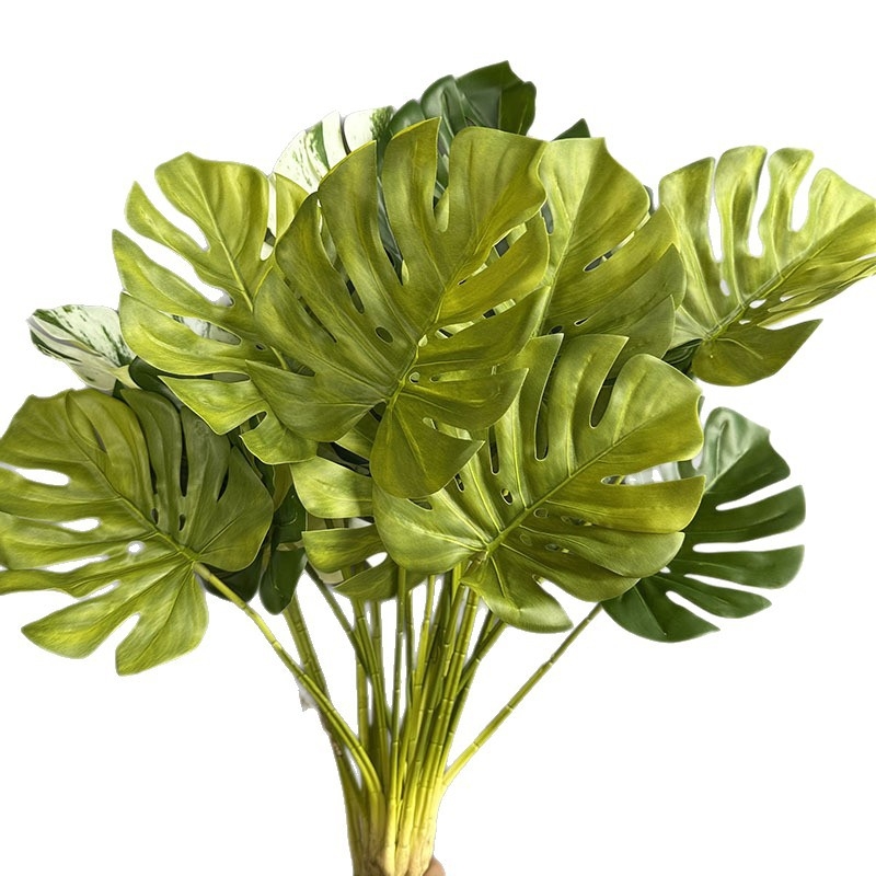 Umjetni buket zelena za zidnu dekoraciju s bijelim listovima palme, taro listovima i listovima jabuke, materijal listova za hidroponiju