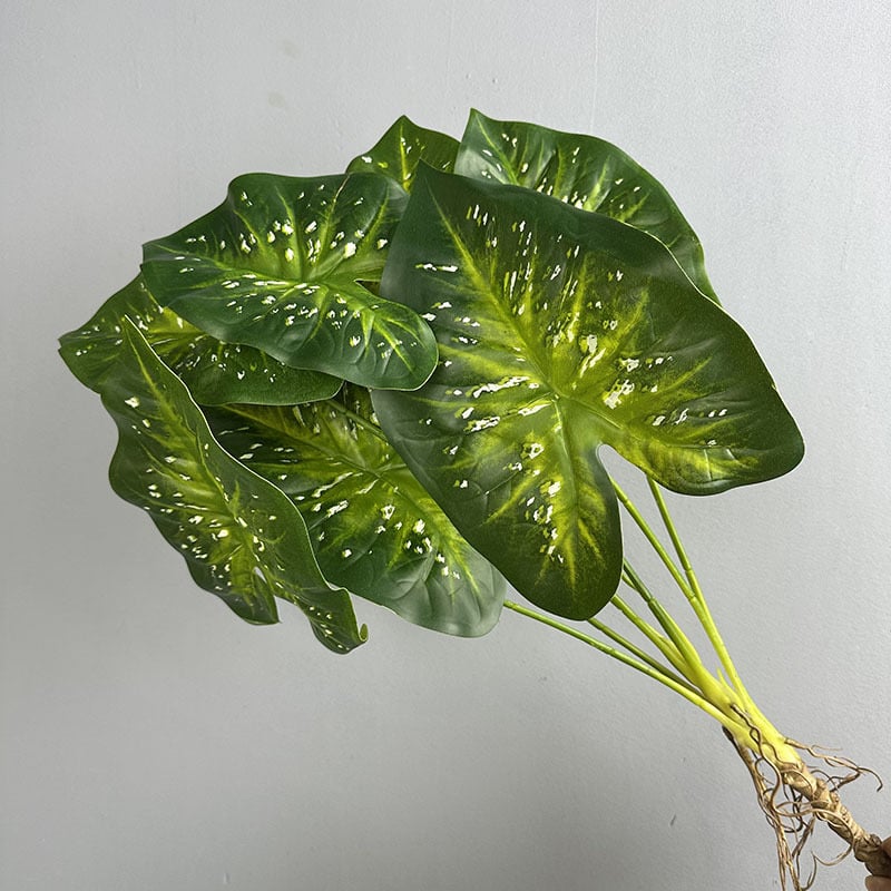 Umjetni buket zelena za zidnu dekoraciju s bijelim listovima palme, taro listovima i listovima jabuke, materijal listova za hidroponiju