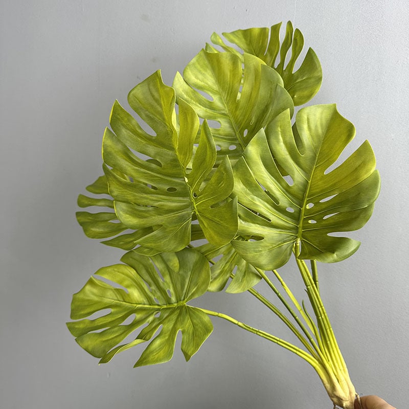 Umjetni buket zelena za zidnu dekoraciju s bijelim listovima palme, taro listovima i listovima jabuke, materijal listova za hidroponiju