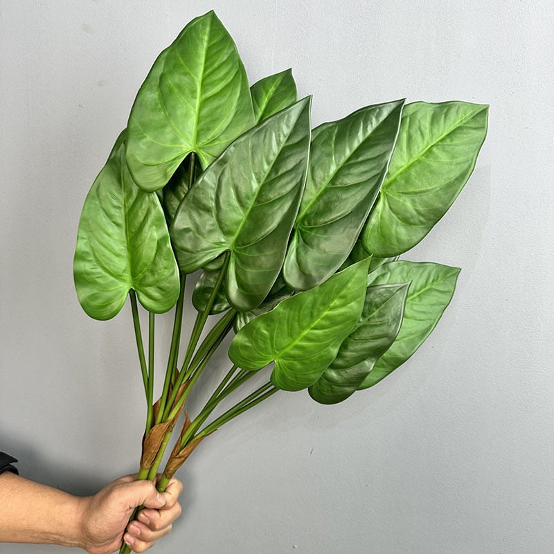 Umjetni buket zelena za zidnu dekoraciju s bijelim listovima palme, taro listovima i listovima jabuke, materijal listova za hidroponiju